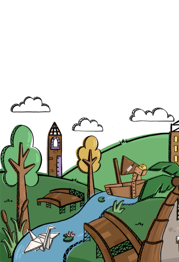 Background depicting cardboard world